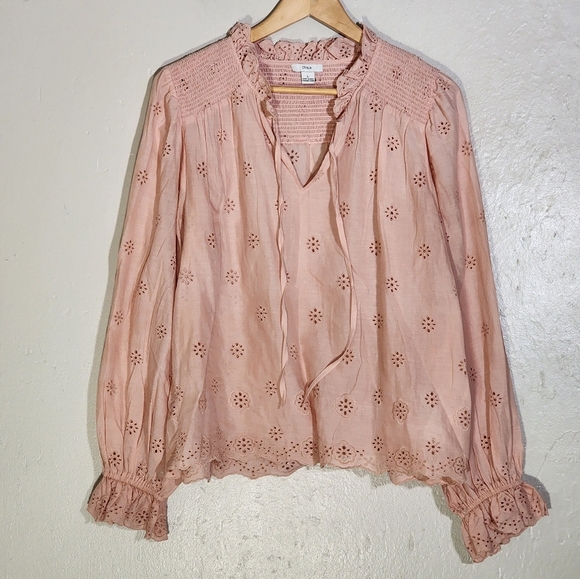 Othilia Anthropologie Women's Pink Eyelet Blouse - Picture 1 of 7